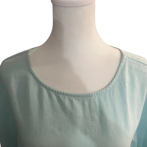 J.JILL | Purejill 100% Linen Lightweight 2-Pocket Tunic Chore Top | Aqua | Small - Picture 4 of 8